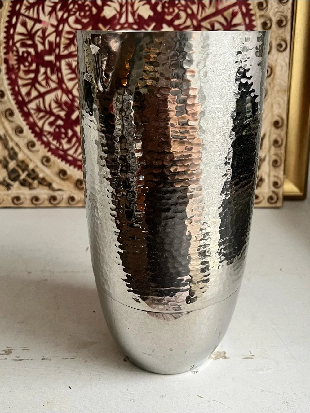 Crate and Barrel Graham 82 oz. Hammered Metal Pitcher